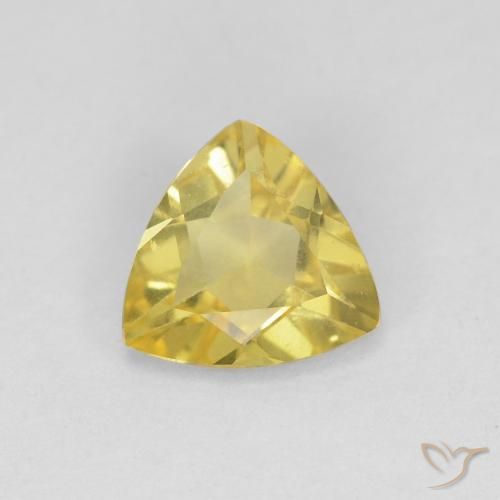 0.87ct 天然 ミディアムイエロー ベリル, トリリオン, VVS