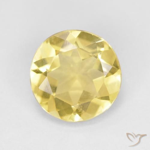 1.55ct 天然 薄いアーシーイエロー ベリル, ラウンド, VVS