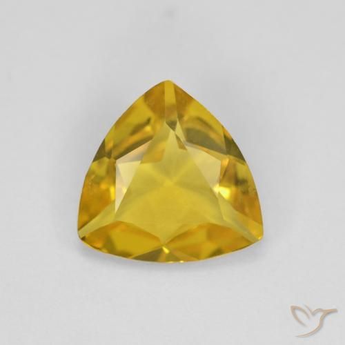 1.13ct 天然 ミディアムイエロー ベリル, トリリオン, VVS
