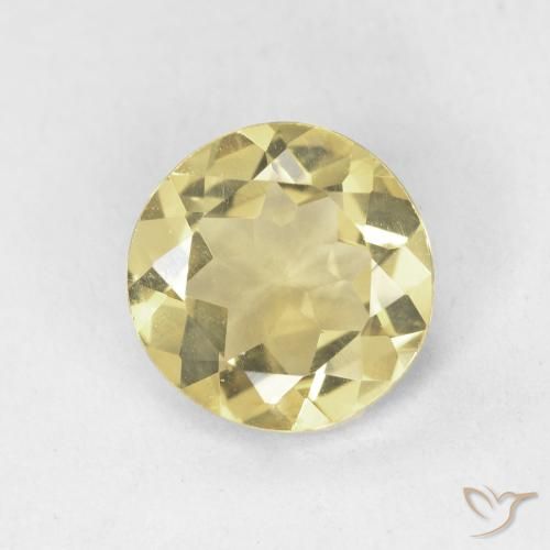 1.40ct 天然 ウォームイエロー ベリル, ラウンド, VVS-VS