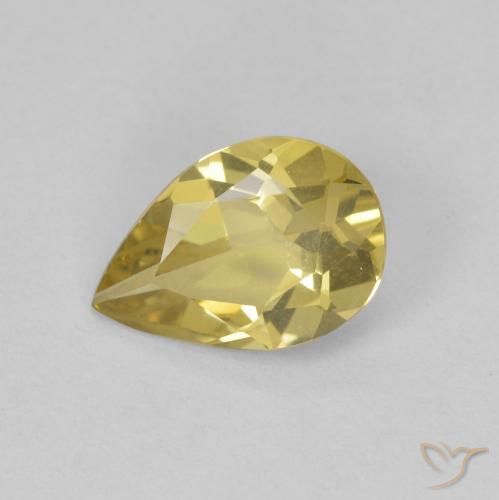0.99ct 天然 薄いゴールデンイエロー ベリル, 洋梨の形, VVS