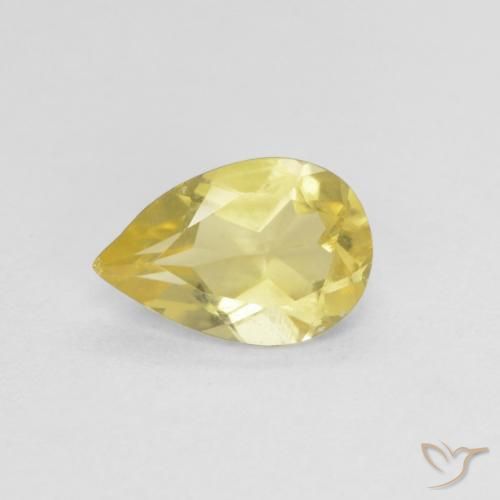 0.77ct 天然 薄いアーシーイエロー ベリル, 洋梨の形, VVS-VS