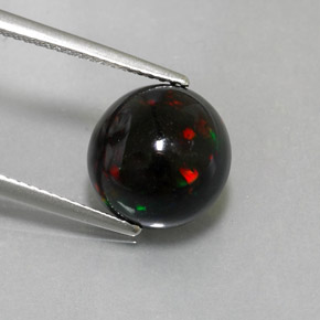 3.78カラットの天然マルチカラーブラックオパール（11.17 mm・ラウンドカット）