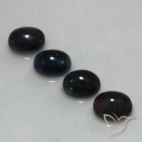 5.72ctw 天然 マルチカラー ブラックオパール, 楕円形, オペーク