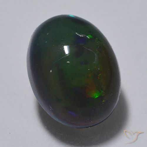 0.79ct 天然 マルチカラー ブラックオパール, 楕円形, 半透明