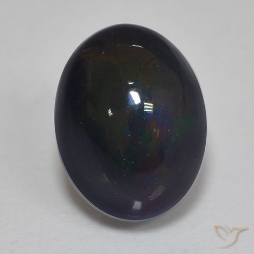 1.25ct 天然 マルチカラー ブラックオパール, 楕円形, 半透明