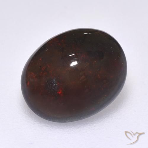 1.14ct 天然 マルチカラー ブラックオパール, 楕円形, 半透明