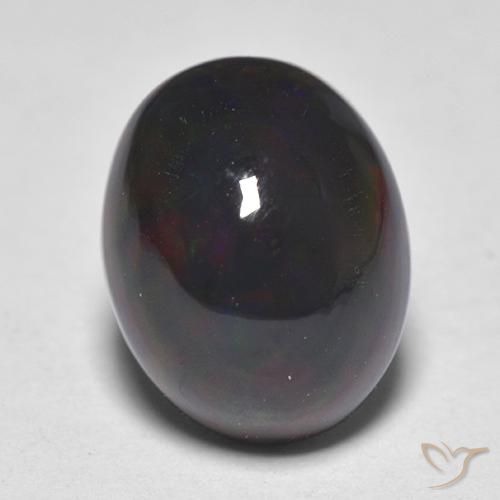 1.38ct 天然 マルチカラー ブラックオパール, 楕円形, 半透明