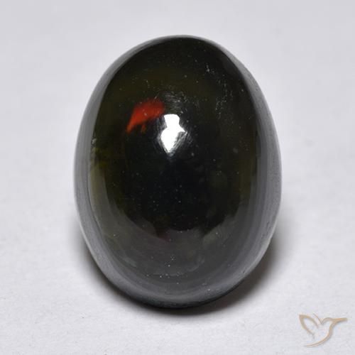 1.25ct 天然 マルチカラー ブラックオパール, 楕円形, 半透明