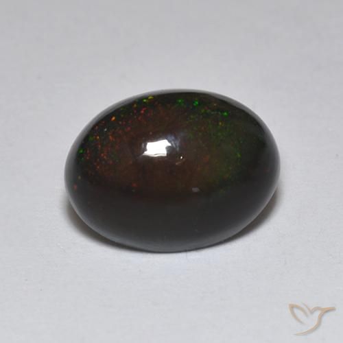 1.23ct 天然 マルチカラー ブラックオパール, 楕円形, 半透明