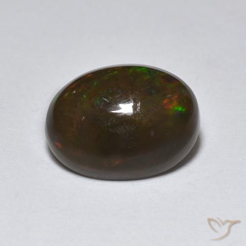 1.27ct 天然 マルチカラー ブラックオパール, 楕円形, 半透明