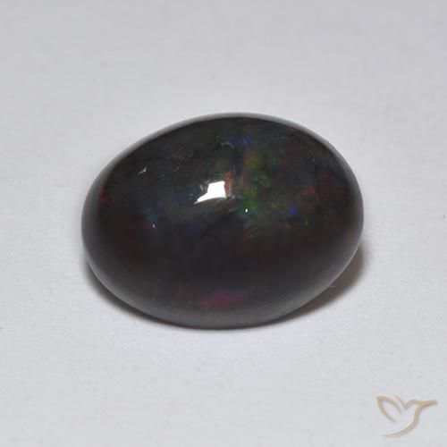 1.22ct 天然 マルチカラー ブラックオパール, 楕円形, 半透明