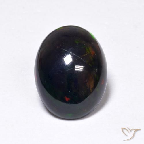 0.91ct 天然 マルチカラー ブラックオパール, 楕円形, 半透明