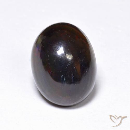 1.09ct 天然 マルチカラー ブラックオパール, 楕円形, 半透明
