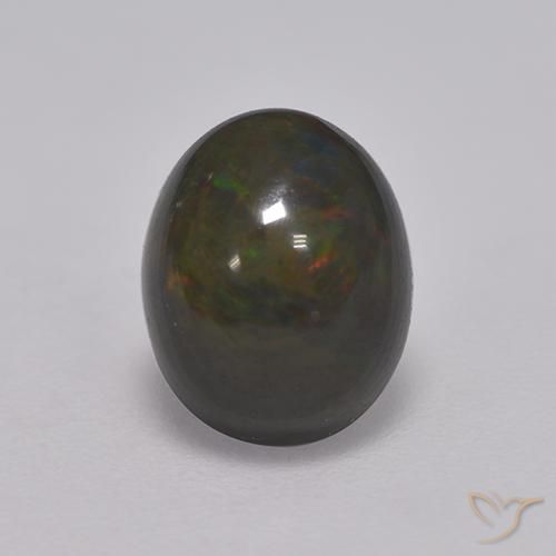1.33ct 天然 マルチカラー ブラックオパール, 楕円形, オペーク