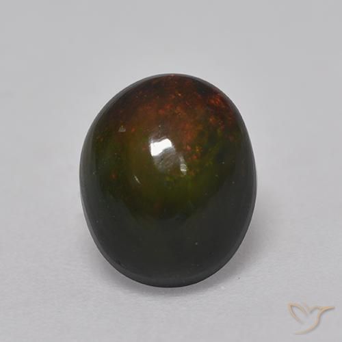 1.37ct 天然 マルチカラー ブラックオパール, 楕円形, オペーク