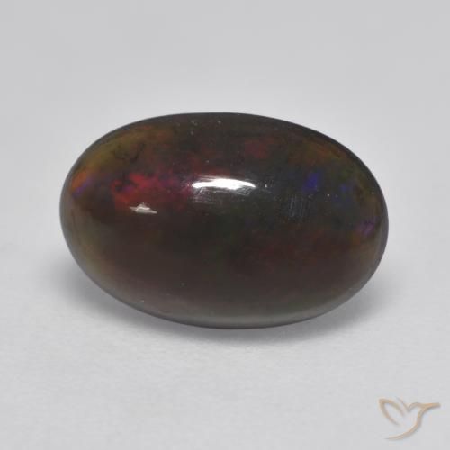 1.32ct 天然 マルチカラー ブラックオパール, 楕円形, 半透明