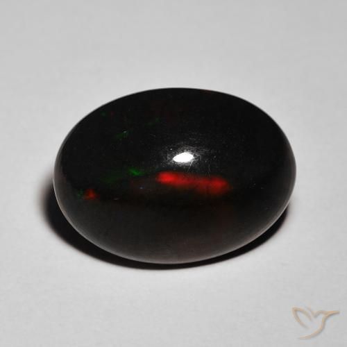 5.66ct 天然 マルチカラー ブラックオパール, 楕円形, オペーク