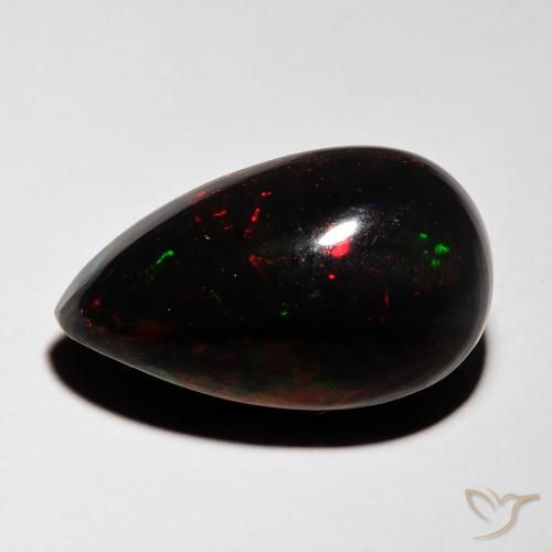 5.96ct 天然 マルチカラー ブラックオパール, 洋梨の形, 半透明