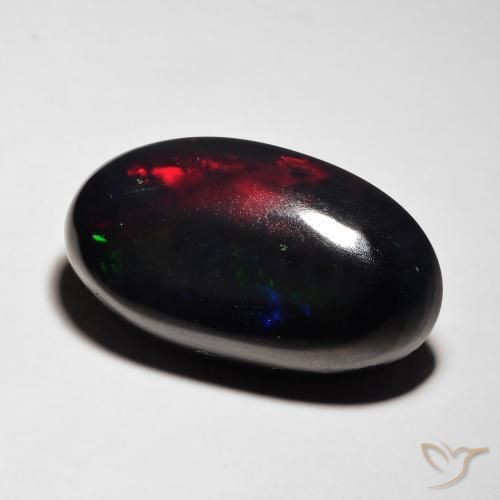 7.14ct 天然 マルチカラー ブラックオパール, 楕円形, 半透明