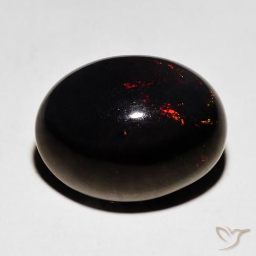 5.92ct 天然 マルチカラー ブラックオパール, 楕円形, オペーク