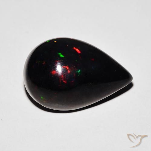 5.87ct 天然 マルチカラー ブラックオパール, 洋梨の形, オペーク
