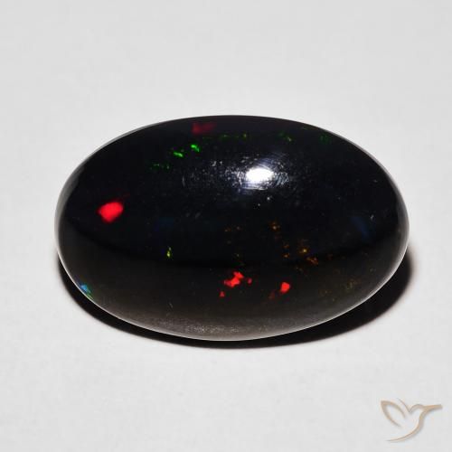 4.61ct 天然 マルチカラー ブラックオパール, 楕円形, オペーク