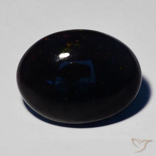 4.59ct 天然 マルチカラー ブラックオパール, 楕円形, オペーク