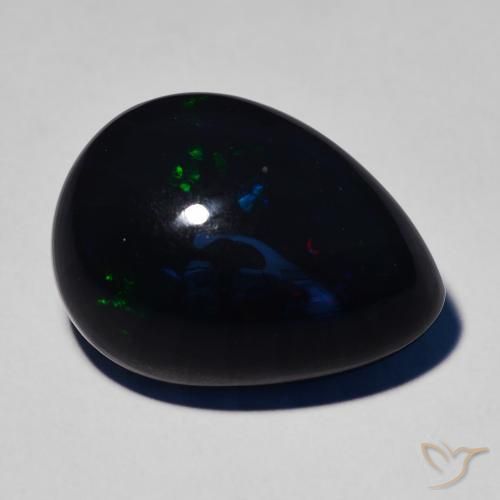 8.39ct 天然 マルチカラー ブラックオパール, 洋梨の形, オペーク