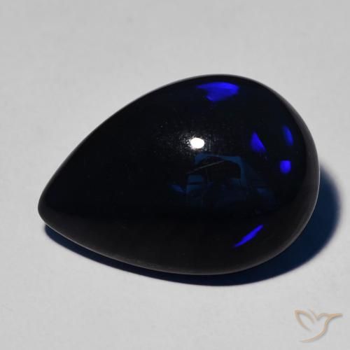 7.09ct 天然 マルチカラー ブラックオパール, 洋梨の形, オペーク