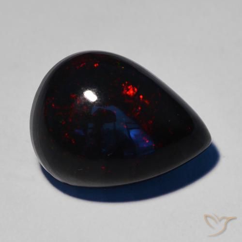 7.51ct 天然 マルチカラー ブラックオパール, 洋梨の形, オペーク