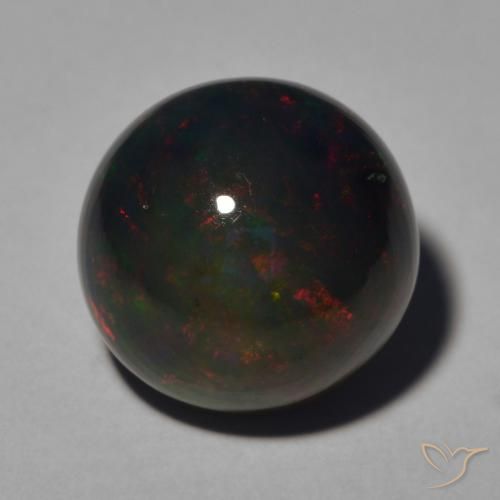 4.55ct 天然 マルチカラー ブラックオパール, ラウンド, オペーク