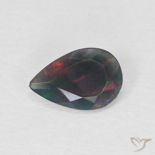 0.60ct 天然 マルチカラー ブラックオパール, 洋梨の形, 半透明
