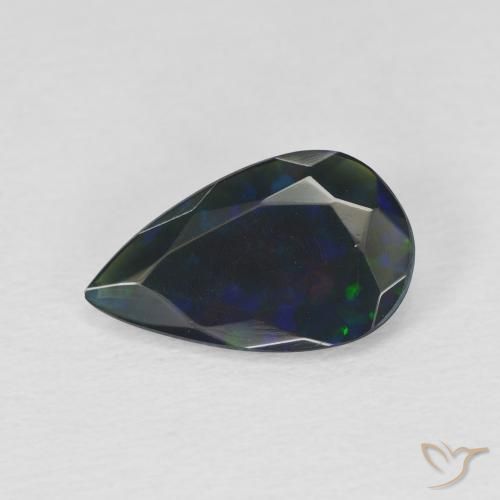 1.22ct 天然 マルチカラー ブラックオパール, 洋梨の形, 半透明