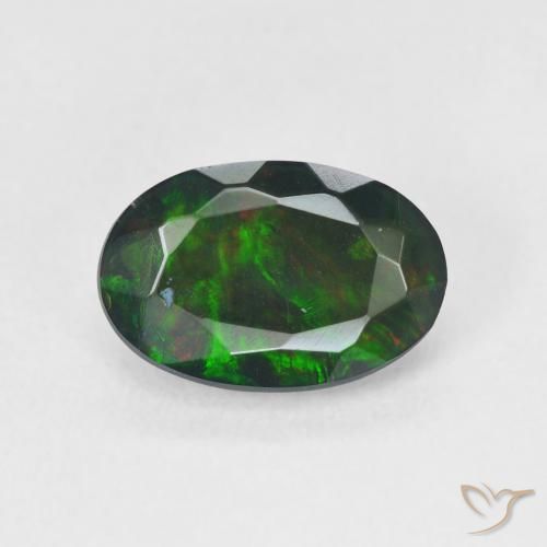 1.08ct 天然 マルチカラー ブラックオパール, 楕円形, 半透明