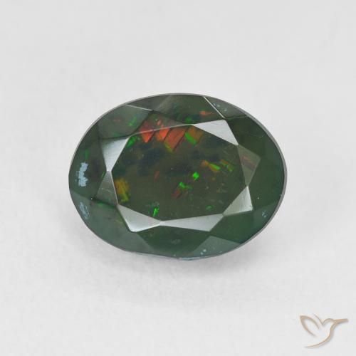 消費税無し 1.69ct 半透明 楕円形, ブラックオパール, マルチカラー 天然 アクセサリー