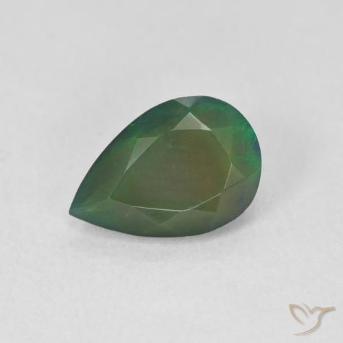 1.15ct 天然 マルチカラー ブラックオパール, 洋梨の形, 半透明