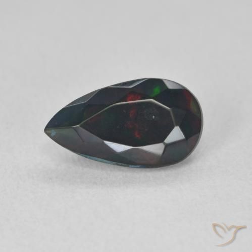 1.05ct 天然 マルチカラー ブラックオパール, 洋梨の形, 半透明