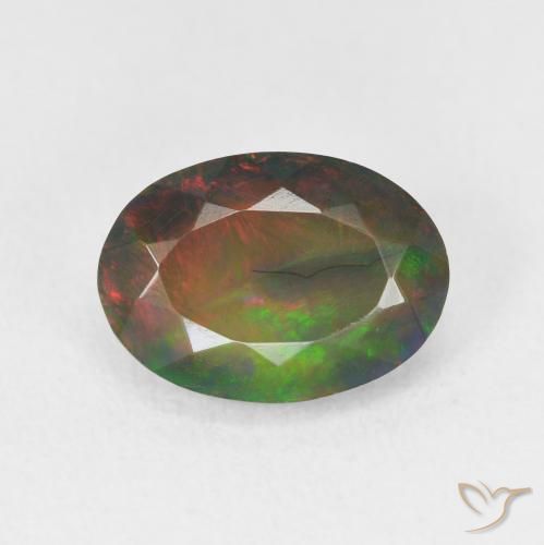 2.14カラットの天然マルチカラーブラックオパール（11.7×8.3 mm・オーバルカット）