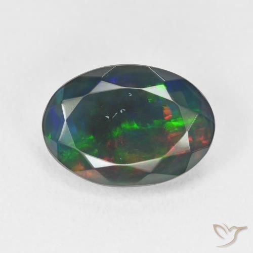 2.94ct 天然 マルチカラー ブラックオパール, 楕円形, 半透明