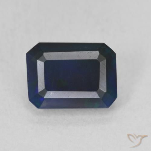1.03ct 天然 マルチカラー ブラックオパール, エメラルドカット, 半透明