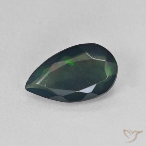 1.12ct 天然 マルチカラー ブラックオパール, 洋梨の形, 半透明