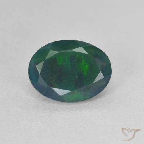 1.31ct 天然 マルチカラー ブラックオパール, 楕円形, 半透明