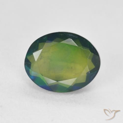 1.55ct 天然 マルチカラー ブラックオパール, 楕円形, 半透明
