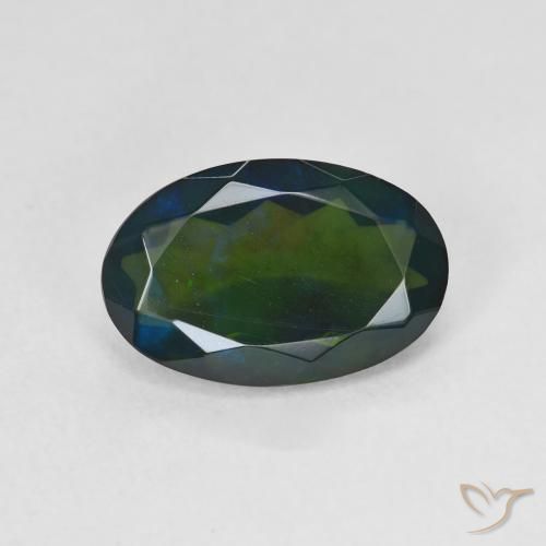 1.64ct 天然 マルチカラー ブラックオパール, 楕円形, 半透明