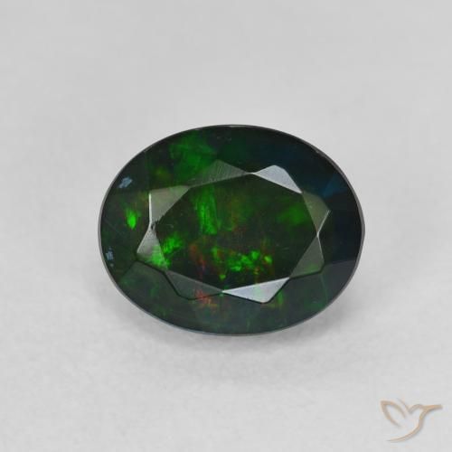 1.39ct 天然 マルチカラー ブラックオパール, 楕円形, 半透明