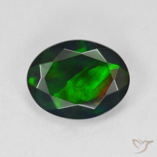2.07ct 天然 マルチカラー ブラックオパール, 楕円形, 半透明