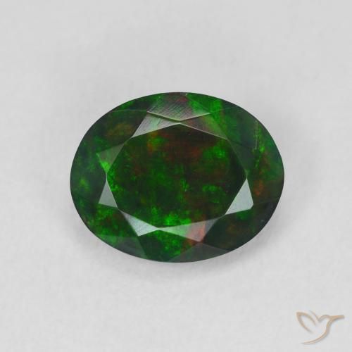 1.25ct 天然 マルチカラー ブラックオパール, 楕円形, 半透明