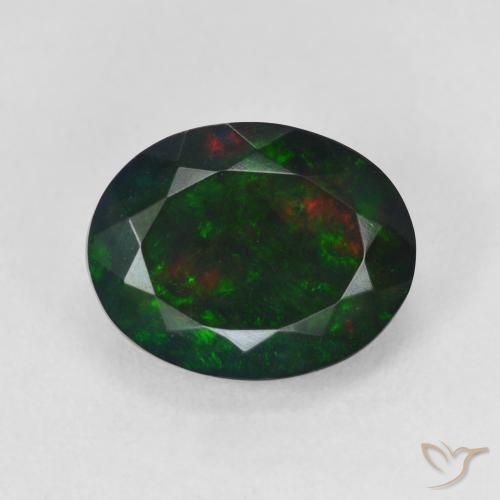 2.93ct 天然 マルチカラー ブラックオパール, 楕円形, 半透明