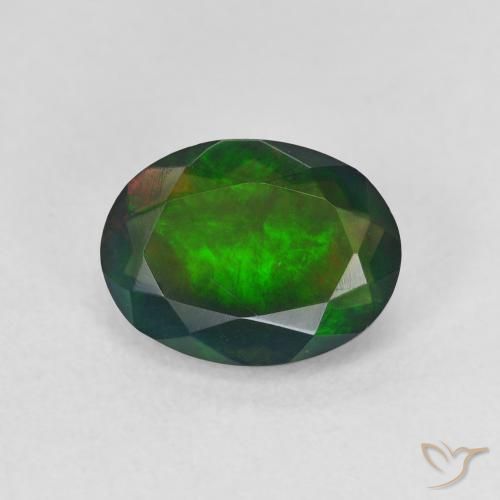 1.34ct 天然 マルチカラー ブラックオパール, 楕円形, 半透明